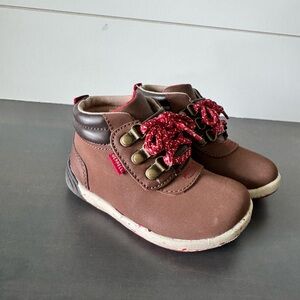 New Merrell Little Kid Brown and Red Ankle Boots with Plaid Laces - New - child6